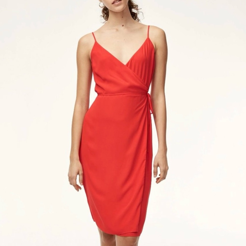 BABATON By Aritzia Simple Chic Red Wrap Midi Dress Small